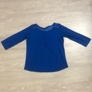 Express Women’s Blue Blouse With Floral Pattern on Back | Small